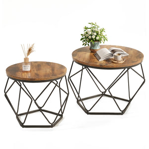 CONCETTA Small Round Coffee Table Set of 2, Nesting Side Tables for Living Room or Bedroom, Modern Accent End Tables