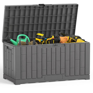 CONCETTA 60-Gallon Waterproof Deck Box, UV-Resistant Resin Outdoor Storage, Lockable Wide-Opening Lid, Garden Patio Storage Bench