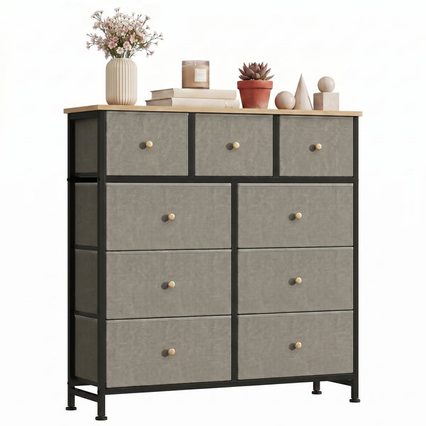 CONCETTA 9-Drawer Fabric Dresser, TV Cabinet Sideboard, Storage Organizer Cabinet for Living Room, Bedroom, Office