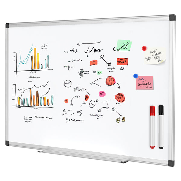 SHOUFTW Magnetic Whiteboard for Wall, Dry Erase Board with Aluminum Frame & Tray, Easy Mount Horizontal or Vertical, for Office Classroom Home