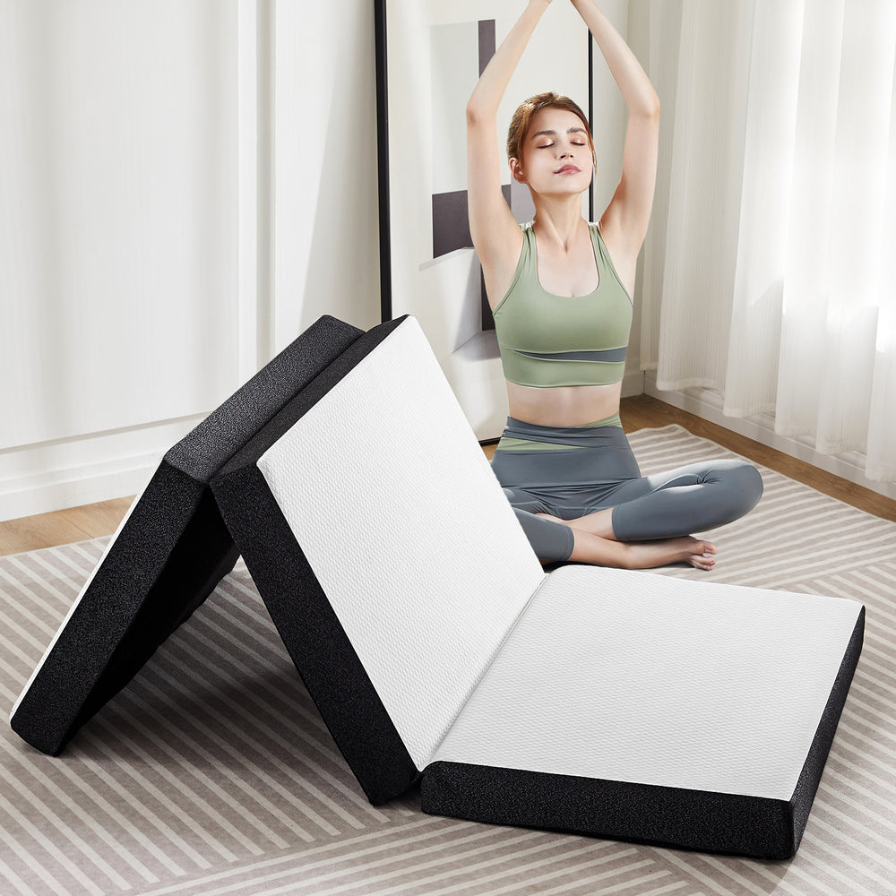 CONCETTA 4 Inch Twin Size Tri-fold Memory Foam Mattress, Portable Foldable Floor Bed with CertiPUR-US Certified, White
