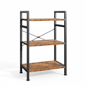 CONCETTA Bookshelf Small Industrial Storage Shelf & Shelves, Metal Bookcase for Home Office, Living Room, Bedroom