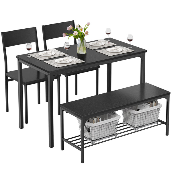 CONCETTA 3-Piece Dining Table Set with 1 Table,2 benches,Space-Saving Small Dining Set for 2–4 People for Apartment, Daily Meals & Bistro