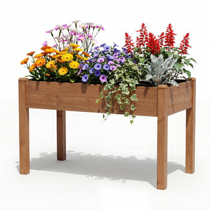 CONCETTA Wooden Raised Garden Bed - Elevated Planter Box with Drainage & Liner for Backyard/Patio/Balcony