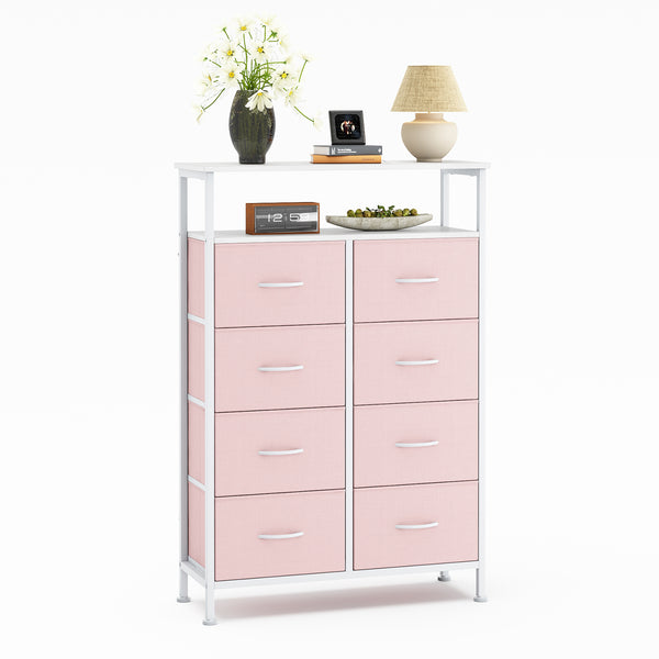 CONCETTA 8-Drawer Fabric Dresser with Open Shelf, Tall Storage Organizer for Bedroom Closet, Living Room, Hallway