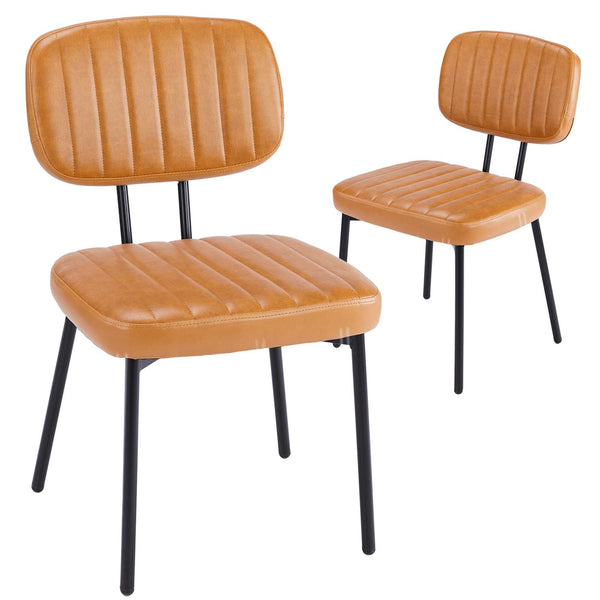 CONCETTA Dining Chairs Set of 2, Modern Kitchen Dining Room Accent Chairs with Faux Leather Cushion Seat & Metal Legs for Kitchen, Living Room