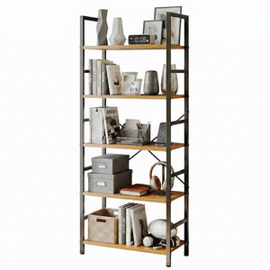 CONCETTA Bookshelf Small Industrial Storage Shelf & Shelves, Metal Bookcase for Home Office, Living Room, Bedroom