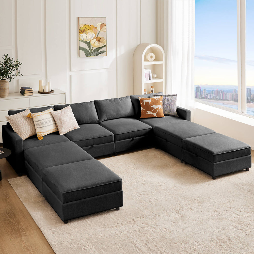 CONCETTA Convertible Sectional Sofa Couch-with Storage for Living Room, U-Shaped Modern Modular Sofa Sleeper with Reversible Chaise