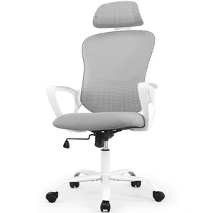 CONCETTA Ergonomic office chair - high back with wheels, adjustable headrest and flip-up armrests for bedroom, study, living room, office