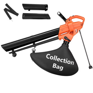 SHOUFTW 3‑in‑1 Electric Leaf Blower Vacuum Mulcher with Metal Impeller, Lightweight & Easy‑Handling with Collection Bag for Yard & Garden Cleanup
