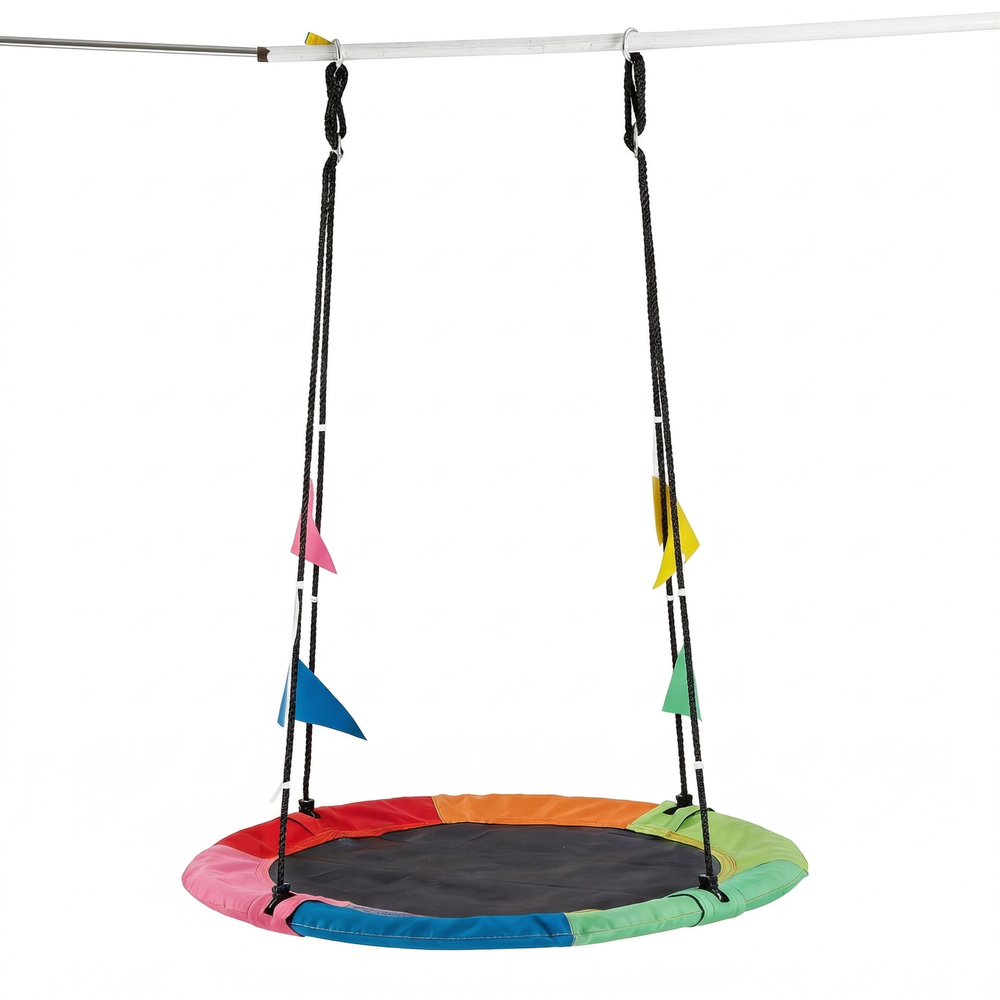 CONCETTA 40inch Outdoor Saucer Swing for Kids, Adjustable Ropes, Straps Carabiners, 440 lb Capacity, 600D Oxford Fabric