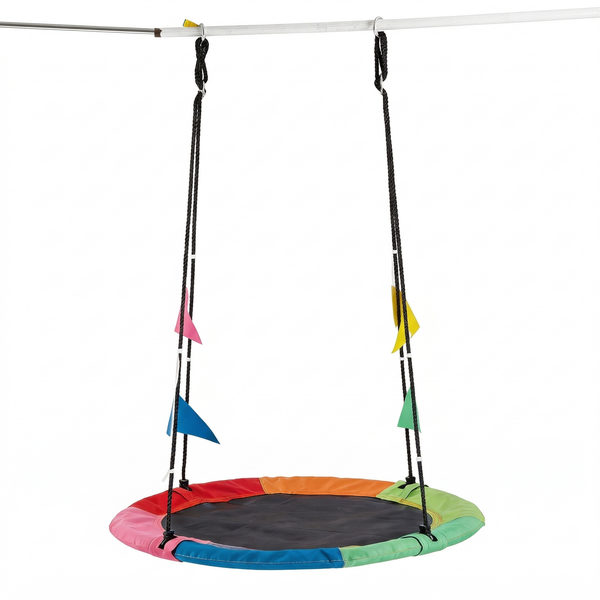 CONCETTA 40inch Outdoor Saucer Swing for Kids, Adjustable Ropes, Straps Carabiners, 440 lb Capacity, 600D Oxford Fabric