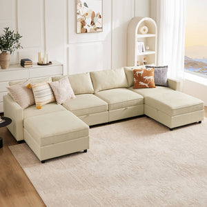 CONCETTA Convertible Sectional Sofa Couch-with Storage for Living Room, U-Shaped Modern Modular Sofa Sleeper with Reversible Chaise