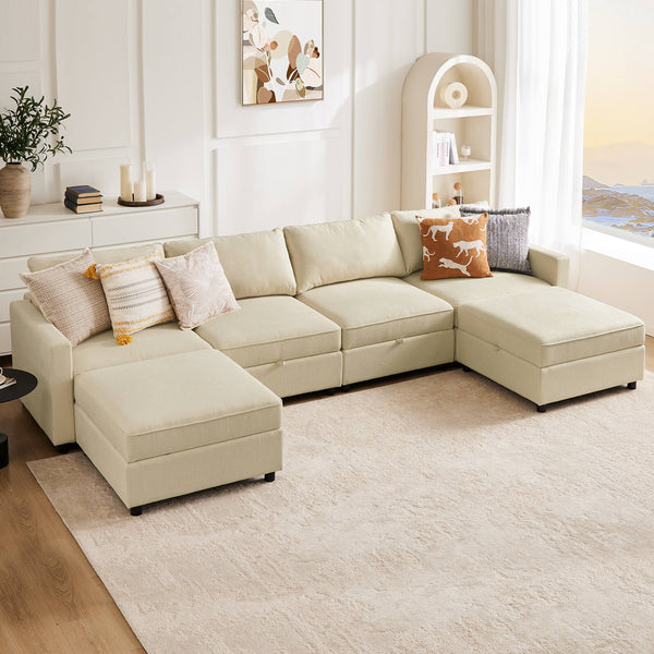 CONCETTA Convertible Sectional Sofa Couch-with Storage for Living Room, U-Shaped Modern Modular Sofa Sleeper with Reversible Chaise