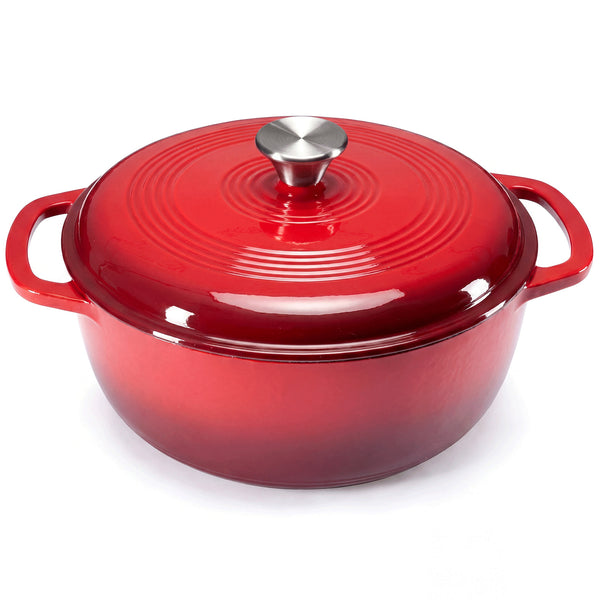 CONCETTA 6 Quart Enamel Cast Iron Dutch Oven with Moisture-Sealing Lid for Bread Baking Braising & Slow Cooking, Dual Handles, Oven Safe