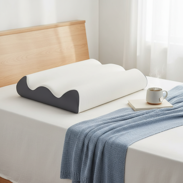 CONCETTA Cloud-Shaped Deep Sleep Pillow, Includes Pillowcase, Contour Memory Foam Pillow for Side and Back Sleepers