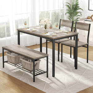 CONCETTA 3-Piece Dining Table Set with 1 Table,2 benches,Space-Saving Small Dining Set for 2–4 People for Apartment, Daily Meals & Bistro
