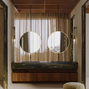 JOINSUN Round Mirror, Black Metal Frame Wall Mirror for Entryway, Bathroom, Vanity, Living Room, Modern Circular Mirror