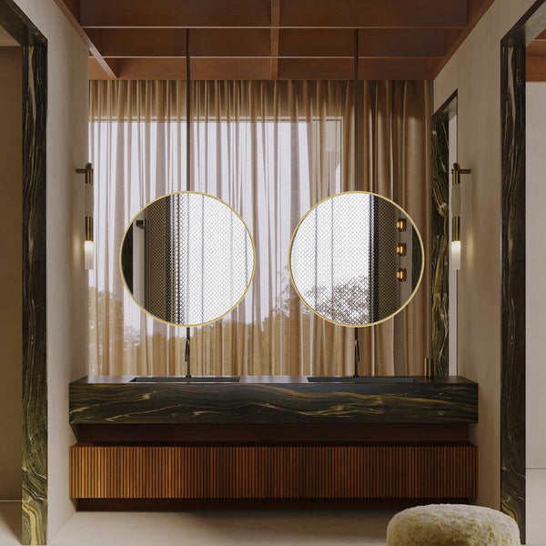 JOINSUN Round Mirror, Black Metal Frame Wall Mirror for Entryway, Bathroom, Vanity, Living Room, Modern Circular Mirror