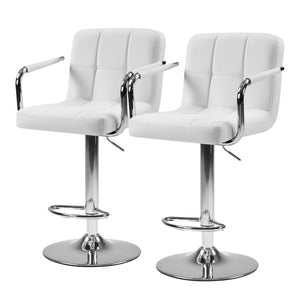CONCETTA Set Of 2 Swivel Bar Stools With Armrests, Made of Adjustable Pu Leather with Back & Footrest