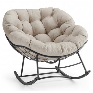 CONCETTA Heavy Duty Outdoor Rocking Chair with Cushion, Oversized Egg Lounge, 450 Lbs All-Weather Glider for Patio, Garden, Living Room