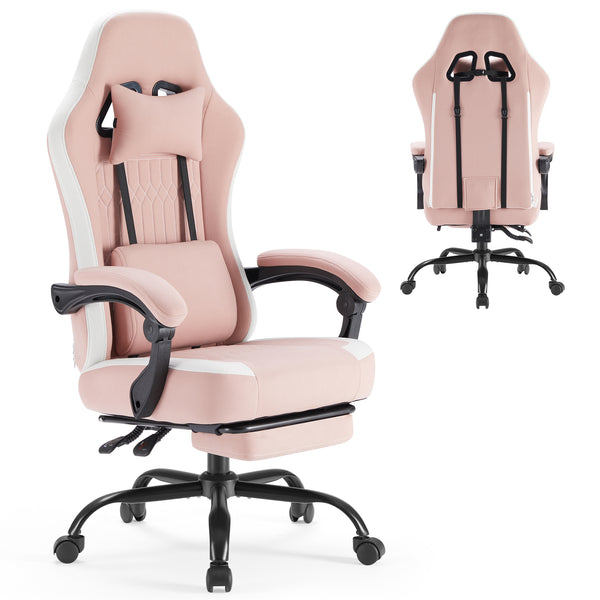 gaming chair, office chair with high backrest and computer chair, is an ergonomic adjustable rotating office chair. Available in black, white, khaki, pink and blue.