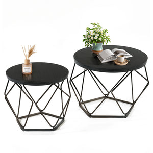 CONCETTA Small Round Coffee Table Set of 2, Nesting Side Tables for Living Room or Bedroom, Modern Accent End Tables