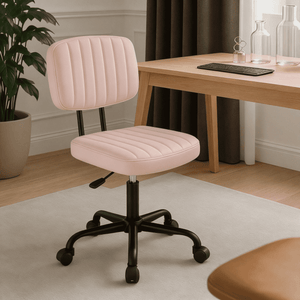 CONCETTA Ergonomic Home Office PU Leather Desk Chair, Small Space, Armless Rolling Chair for Adults