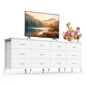 CONCETTA Storage TV Dresser, Metal Frames Resist Deformation, Adjustable Feet Prevent Tipping, Supports TV up to 55-80 inch, Suitable for Living Room