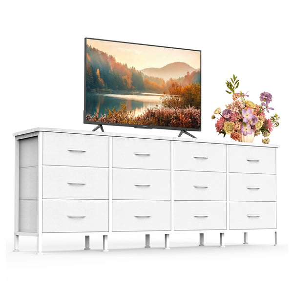 CONCETTA Storage TV Dresser, Metal Frames Resist Deformation, Adjustable Feet Prevent Tipping, Supports TV up to 55-80 inch, Suitable for Living Room