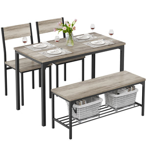 CONCETTA 3-Piece Dining Table Set with 1 Table,2 benches,Space-Saving Small Dining Set for 2–4 People for Apartment, Daily Meals & Bistro