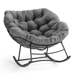 CONCETTA Heavy Duty Outdoor Rocking Chair with Cushion, Oversized Egg Lounge, 450 Lbs All-Weather Glider for Patio, Garden, Living Room