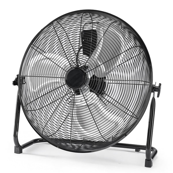 SHOUFTW High Velocity Industrial Floor Fan, 3-Speed Heavy Duty Metal Air Circulator with 120° Tilt Head, Black