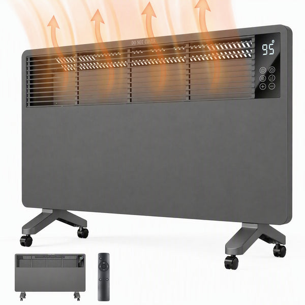 CONCETTA Electric Space Heater, 1500W Panel Convection Heater with Remote Control, Wall‑mount & Freestanding, 25H Timer Overheat Tip‑Over Safety Protection for Living Room Bedroom