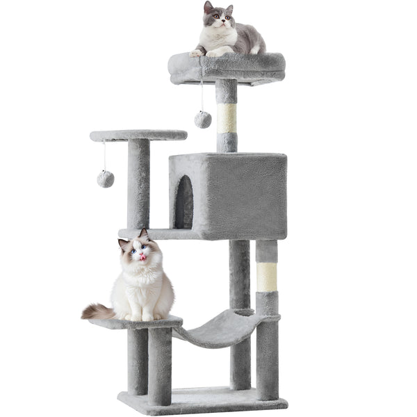 CONCETTA 44in Multi Level Cat Tree Tower,Cat Scratching Posts with Large Top Perch and Hammock