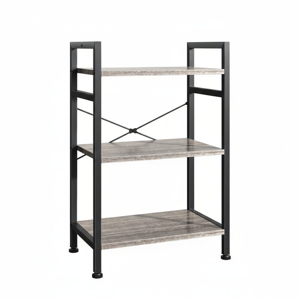 CONCETTA Bookshelf Small Industrial Storage Shelf & Shelves, Metal Bookcase for Home Office, Living Room, Bedroom