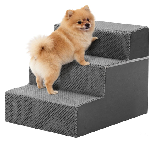 CONCETTA Pet Stairs Ramp, High-Density Foam Dog Cat Steps, Non-Slip Indoor Ladder for Couch, High Beds, Sofa, Gray