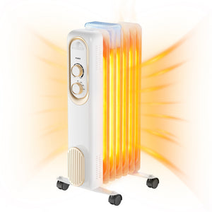 SHOUFTW 1500W Portable Oil Filled Radiator Heater with Electric Adjustable Thermostat. Automatic Power-off and Tip-Over Protection, Quiet Heating for Home