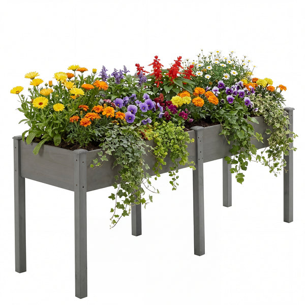 CONCETTA Wooden Raised Garden Bed - Elevated Planter Box with Drainage & Liner for Backyard/Patio/Balcony