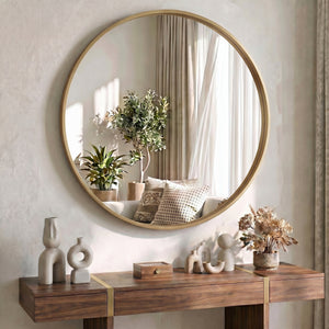 CONCETTA Round Circle Wall Mirror, Aluminium Frame, Shatter Resistant Glass for Bathroom, Home Decor, Vanity