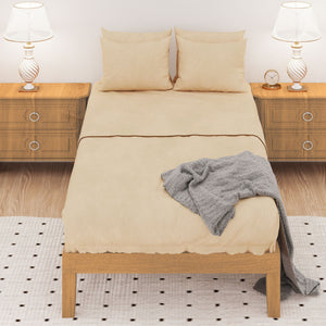CONCETTA 12 inch Natural Pine Platform Bed Frame, Wood Slat Support, No Box Spring Required, Twin/Full/Queen/King Size