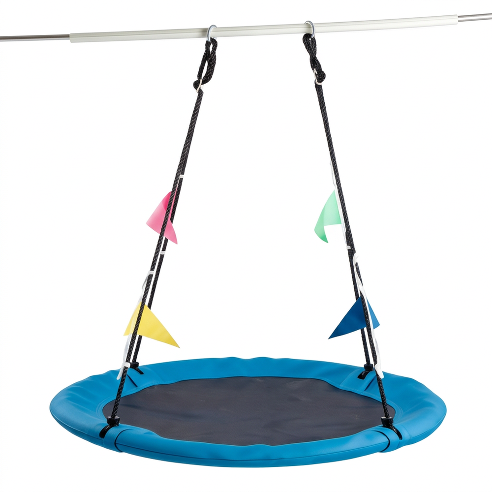 CONCETTA 40inch Outdoor Saucer Swing for Kids, Adjustable Ropes, Straps Carabiners, 440 lb Capacity, 600D Oxford Fabric