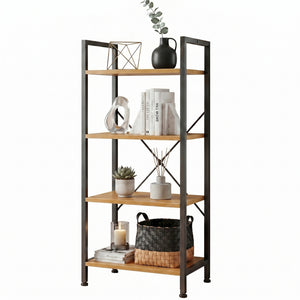 CONCETTA Bookshelf Small Industrial Storage Shelf & Shelves, Metal Bookcase for Home Office, Living Room, Bedroom