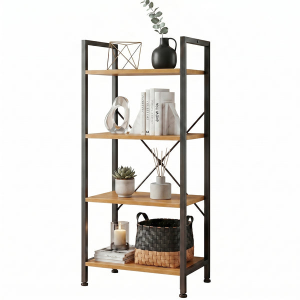 CONCETTA Bookshelf Small Industrial Storage Shelf & Shelves, Metal Bookcase for Home Office, Living Room, Bedroom