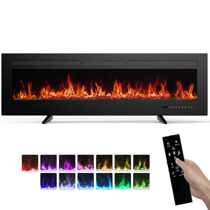 SHOUFTW Electric Fireplace Heater, 5000BTU Recessed Fireplace Insert, Wall‑Mounted & Freestanding for Indoor Living Room Bedroom Office Decor