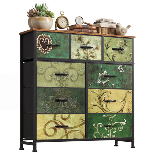 CONCETTA 9-Drawer Fabric Dresser, TV Cabinet Sideboard, Storage Organizer Cabinet for Living Room, Bedroom, Office