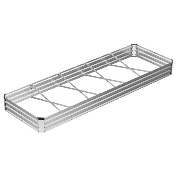 SHOUFTW Galvanized Rectangular Raised Garden Bed, Outdoor Metal Planter Box with Rust-Resistant Steel, Easy to Assemble, Ideal for Vegetables, Flowers & Herbs