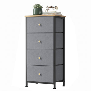 CONCETTA 4 Drawer Dresser, Wide Chest Drawers Nightstand Storage Tower Storage Fabric Dresser With Wood Top for Living Room, Bedroom, Closet