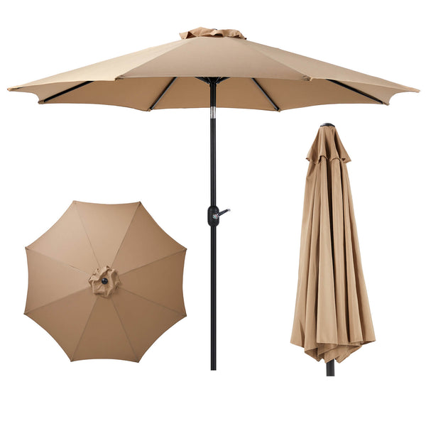CONCETTA 9FT Patio Umbrella with Push Button Tilt and Crank,  with 8 Sturdy Ribs,Outdoor Umbrella, Pool Umbrella, for Market, Terrace, Beach, Outdoor Restaurant