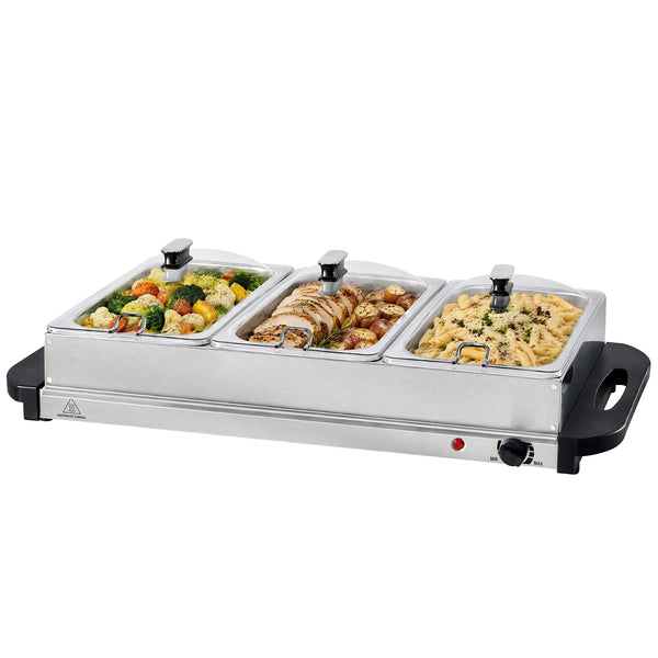 SHOUFTW Stainless Steel Electric Warming Tray, Buffet Server with Adjustable Temperature Control, Food Warmer for Parties, Holidays & Catering.